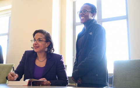 Ambassador Susan Rice with a Ford School student