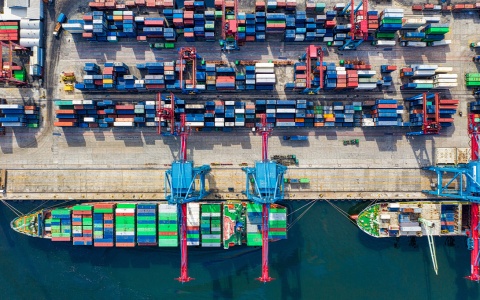 Aerial photo of a major trade dock
