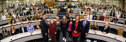 Former Secretary of State Hillary Clinton with Ford School faculty, students, and staff