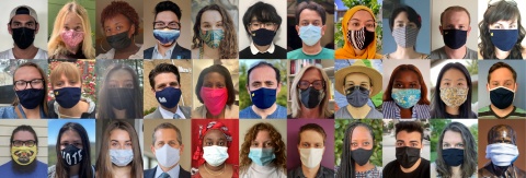Grid of Ford School faces wearing masks