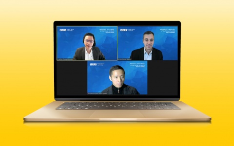 Photo of a webinar featuring Choong, Ciorciari, and Tsutsui, displayed on a computer screen