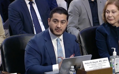 Photo of Dr. Abdul El-Sayed testifying before a congressional committee, May 2022