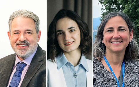 3 headshots, from left to right: William Axinn, Tetiana Skrypchenko, Stephanie Chardoul