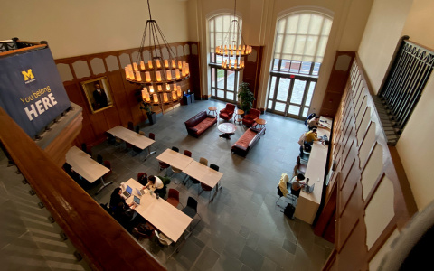 Study tables and couches in the Great Hall