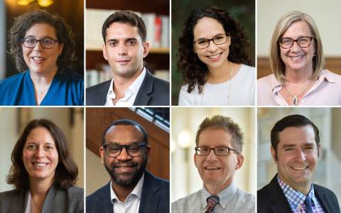 Top row (from left to right): Sarah Cohodes, Yusuf Neggers, Morela Hernandez, Paula Lantz. Bottom row (from left to right): Katherine Michelmore, Yousif Hassan, Barry Rabe, Kevin Stange.