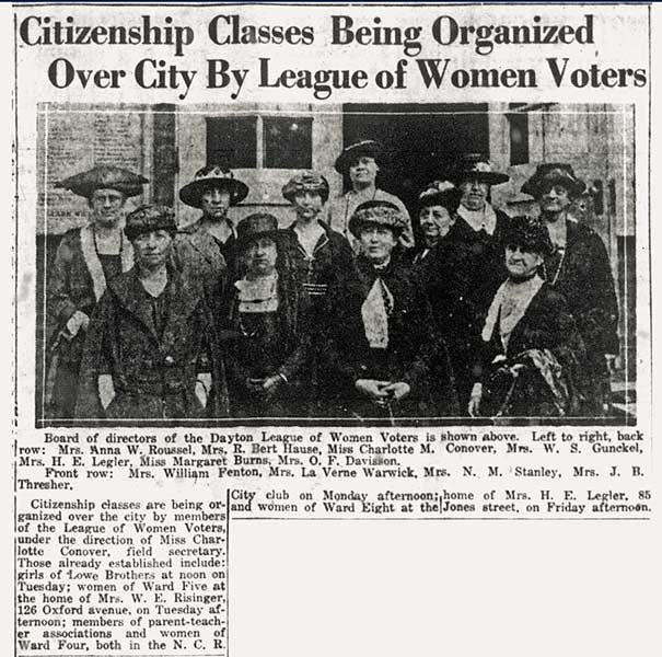 Left: Charlotte Mary Conover Jones (circled) in Dayton Daily News, May 1, 1921