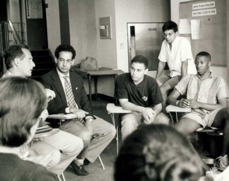 Alumni Board meets with PPIA students, c. 1990